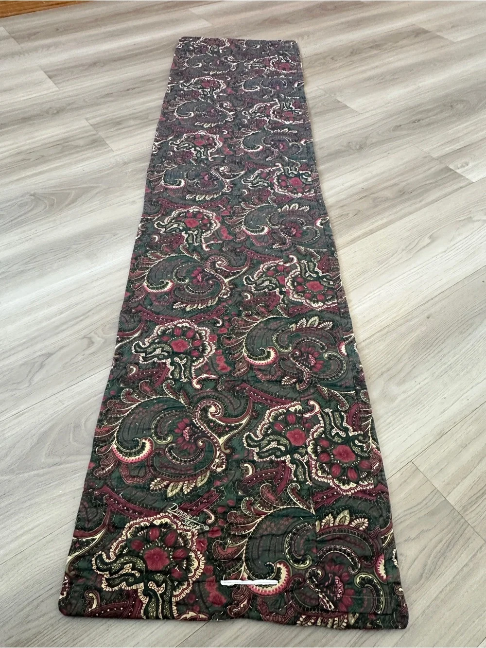 Patchwork Table Runner in Burgundy, Cream & Olive